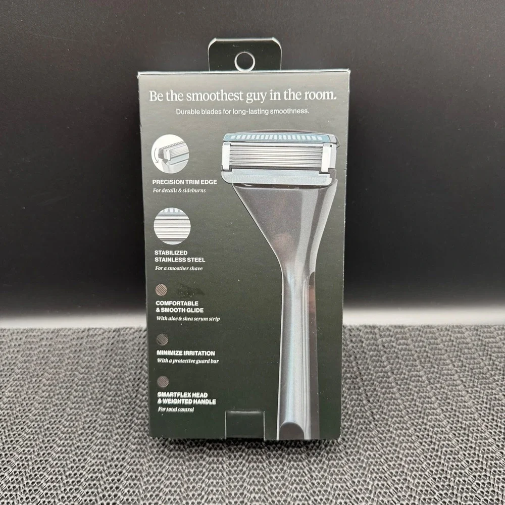 House of Atlas Premium Razor Kit Gunmetal Metal Handle 2 5-Blade Refills Hook